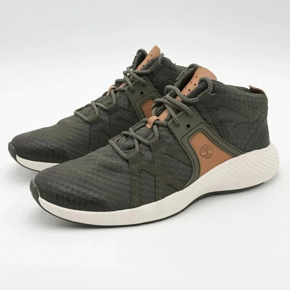 Timberland FlyRoam Go Chukka Hunter Green Mesh Canvas Mid Sneakers - US Men’s 11